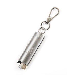 keychain lighter clip in a brushed rhodium metal